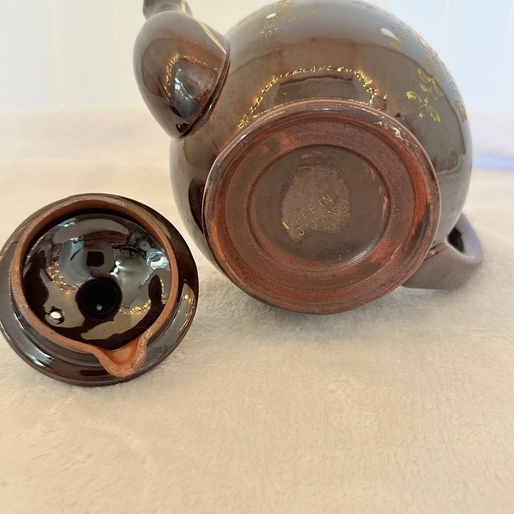 Vintage Unbranded Teapot  Small Brown Good Moriage Hand Painted Made in‎ Japan